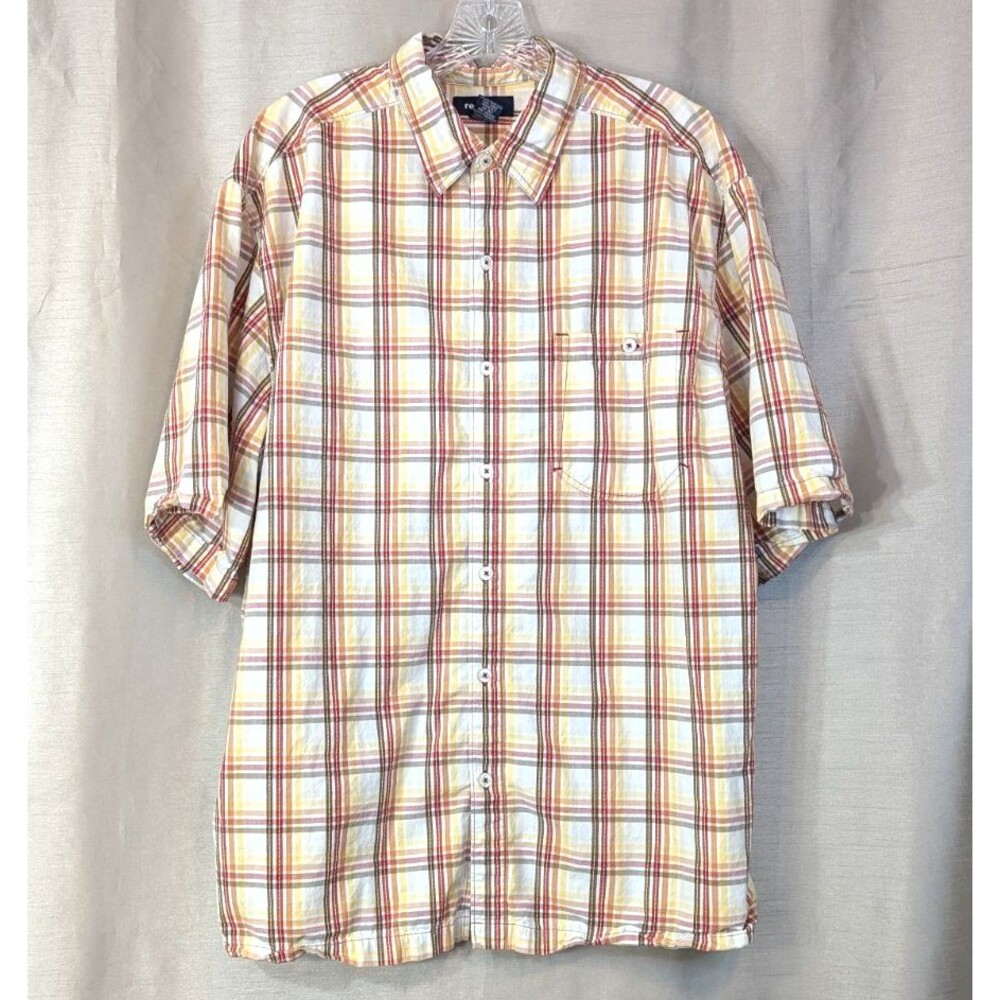Re:verb Mens Large Button Up Casual Short Sleeve Shirt XLarge Button Cool Shirt